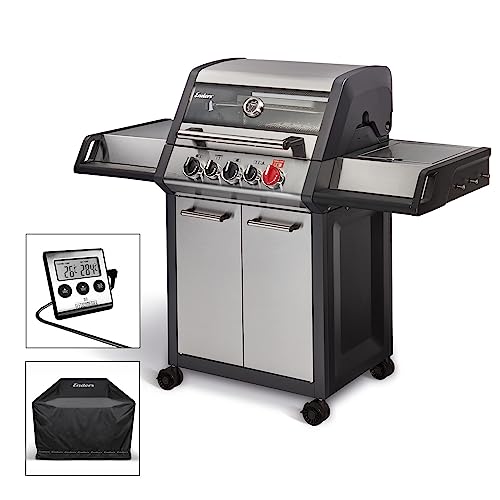 Enders Gasgrill Monroe PRO 3 SIK Turbo mit Wetterschutzhülle und Fleischthermometer - 3 Edelstahl Brenner - Infrarot - Turbo Zone, Simple Clean, Heat Range, Switch Grid, Seitenkocher - Sichtfenster von Enders