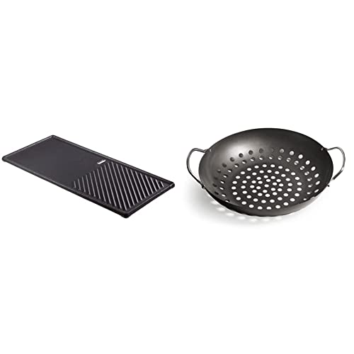 Enders Grill-Wende-Platte, aus Gusseisen & ® GEMÜSEPFANNE Grill-Zubehör 8790, BBQ Gourmet, für Gemüse, Salat, Fisch, Pfanne, beschichtet von Enders