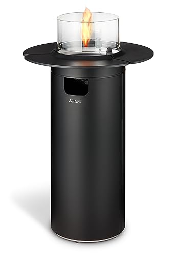 Enders Terrassenfeuer NOVA LED TABLE BLACK L, Gas Terrassenfeuer mit Ambientebeleuchtungen, ECO GREEN Brenner-Technologie und exzellentem Design, H102cm Ø 62cm, Tischablage, Schwarz #5901 von Enders