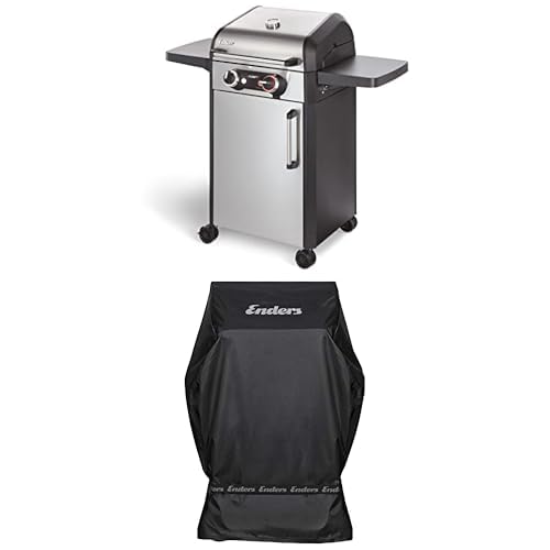 Enders eFlow Pro 2 Turbo, silber/schwarz & Gasgrill Abdeckhaube für Gasgrills: BROOKLYN NEXT 2 + 3 Brenner (ab 2019), hochwertiges Polyestergewebe (300D), UV-beständig und wasserdicht von Enders
