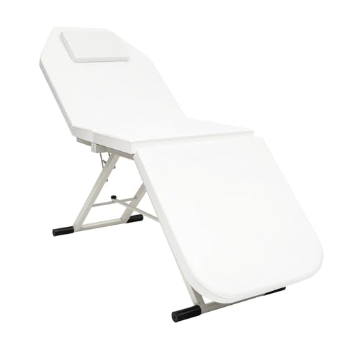 3 Zonen Massagetisch Klappbar Mobile Massagebett Kosmetikliege Breit HöHenverstellbar Tragbare Massagebank HöHenverstellbarer Armlehnen Klappbar Massageliege FüR Physiotherapie Tasche Klappbar Weiß von Endingfuny