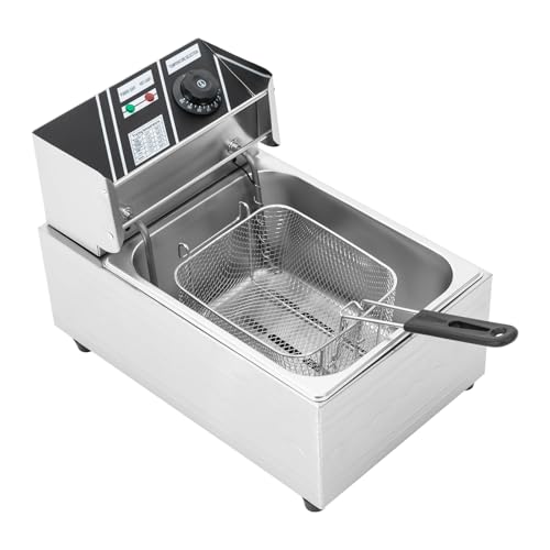 6L Elektrische Fritteuse 2500W Edelstahl Öl-Fritteuse Elektro Fritöse Temperatur Einstellbar mit Ölabtropfkorb und Edelstahldeckel Frittiertopf mit Automatische Thermostat Elektrofritteuse von Endingfuny