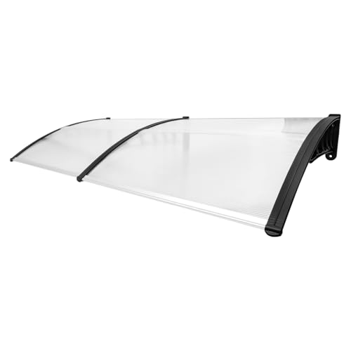Transparentes Türvordach Vordach für Haustür Pultbogenvordach Transparent Polycarbonat Pultvordach Überdachung PP Halterung Haustürdach Türvordach für Eingangsbereich von Endingfuny