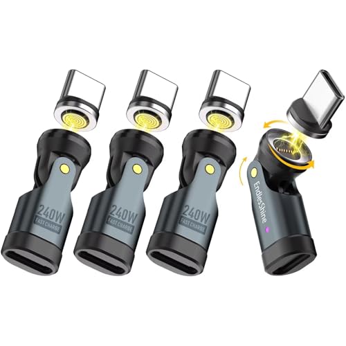 EndlesShine USB C Magnet Adapter 240W [4 Pack], Kann Alle Typ C Kabel in Magnetischer USB C Ladekabel, 90/180/360 Grad Drehung 5A Quick Charge Data Transfer für Telefon Samsung MacBook Pro LG Google von EndlesShine