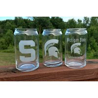 Set Von 4 Msu Spartan Offiziell Lizenzierte Geätzt Brille - 16 Unzen Bier Können Gläser | #8112 von EndlessEtching