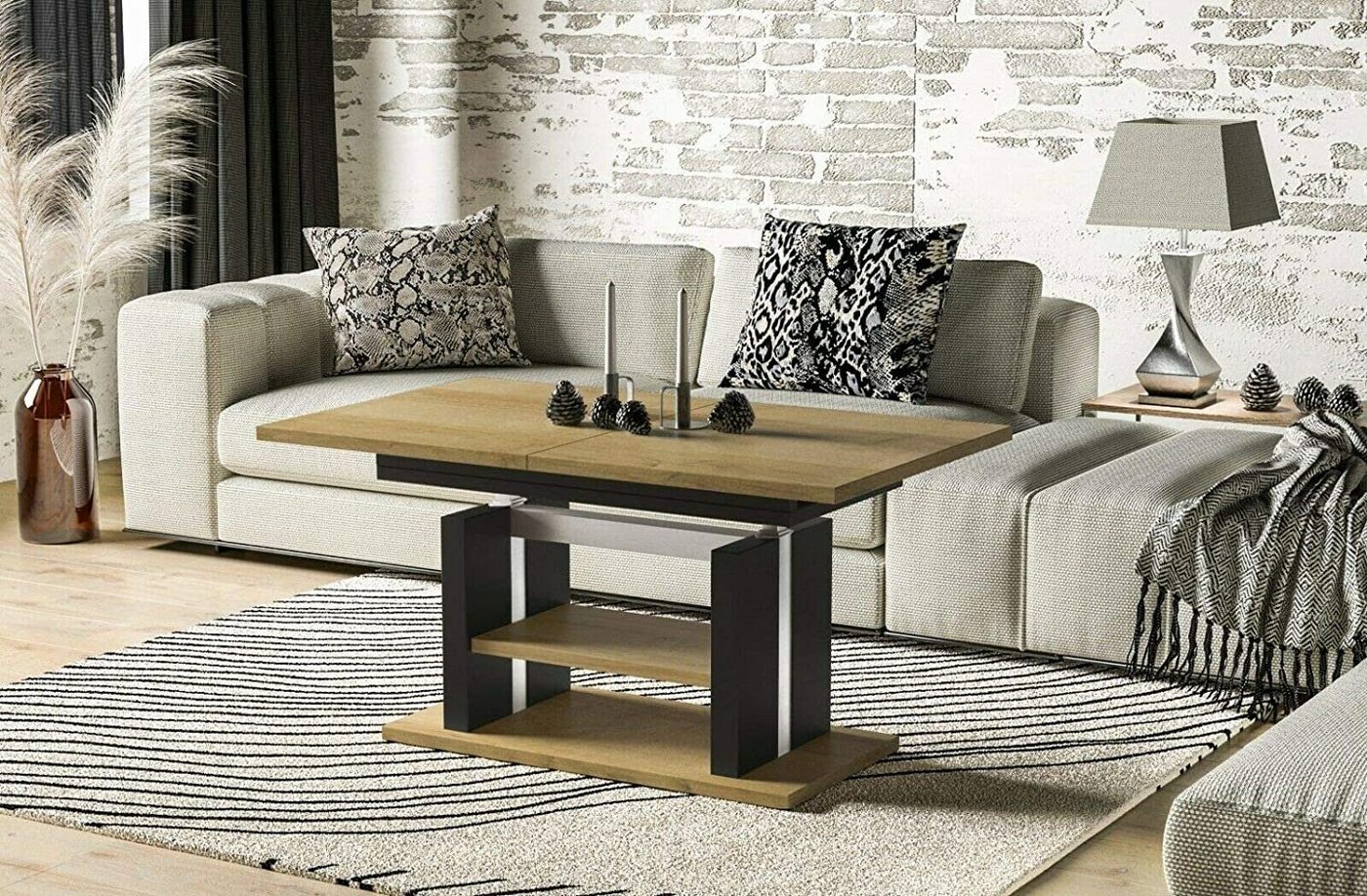 Endo-Moebel Couchtisch Dior 110cm - 170cm ausziehbar und höhenverstellbar Doppellift, Couch- & Esstisch in einem, Funktionstisch modern, umwandelbar von Endo-Moebel