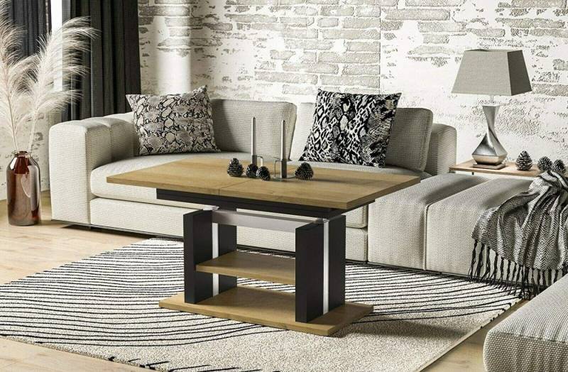 Endo-Moebel Couchtisch Dior 110cm - 170cm ausziehbar und höhenverstellbar Doppellift, Couch- & Esstisch in einem, Funktionstisch modern, umwandelbar von Endo-Moebel