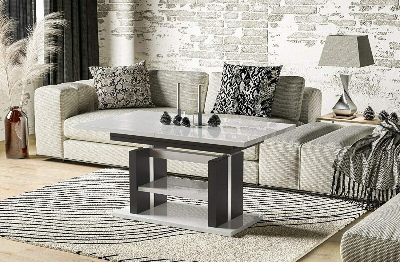 Endo-Moebel Couchtisch Dior 110cm - 170cm ausziehbar und höhenverstellbar Doppellift, Couch- & Esstisch in einem, Funktionstisch modern, umwandelbar von Endo-Moebel