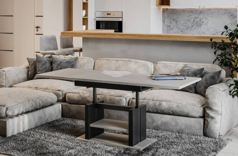 Endo-Moebel Couchtisch Dior 110cm - 170cm ausziehbar und höhenverstellbar Doppellift, Couch- & Esstisch in einem, Funktionstisch modern, umwandelbar von Endo-Moebel