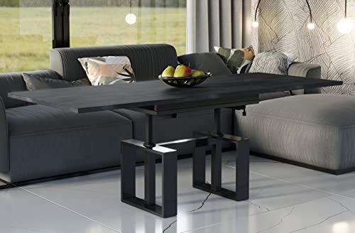 Endo-Moebel Couchtisch Empoli 110-170 cm Esstisch erweiterbar & höhenverstellbar Doppellift (Beton Dunkel) von Endo-Moebel