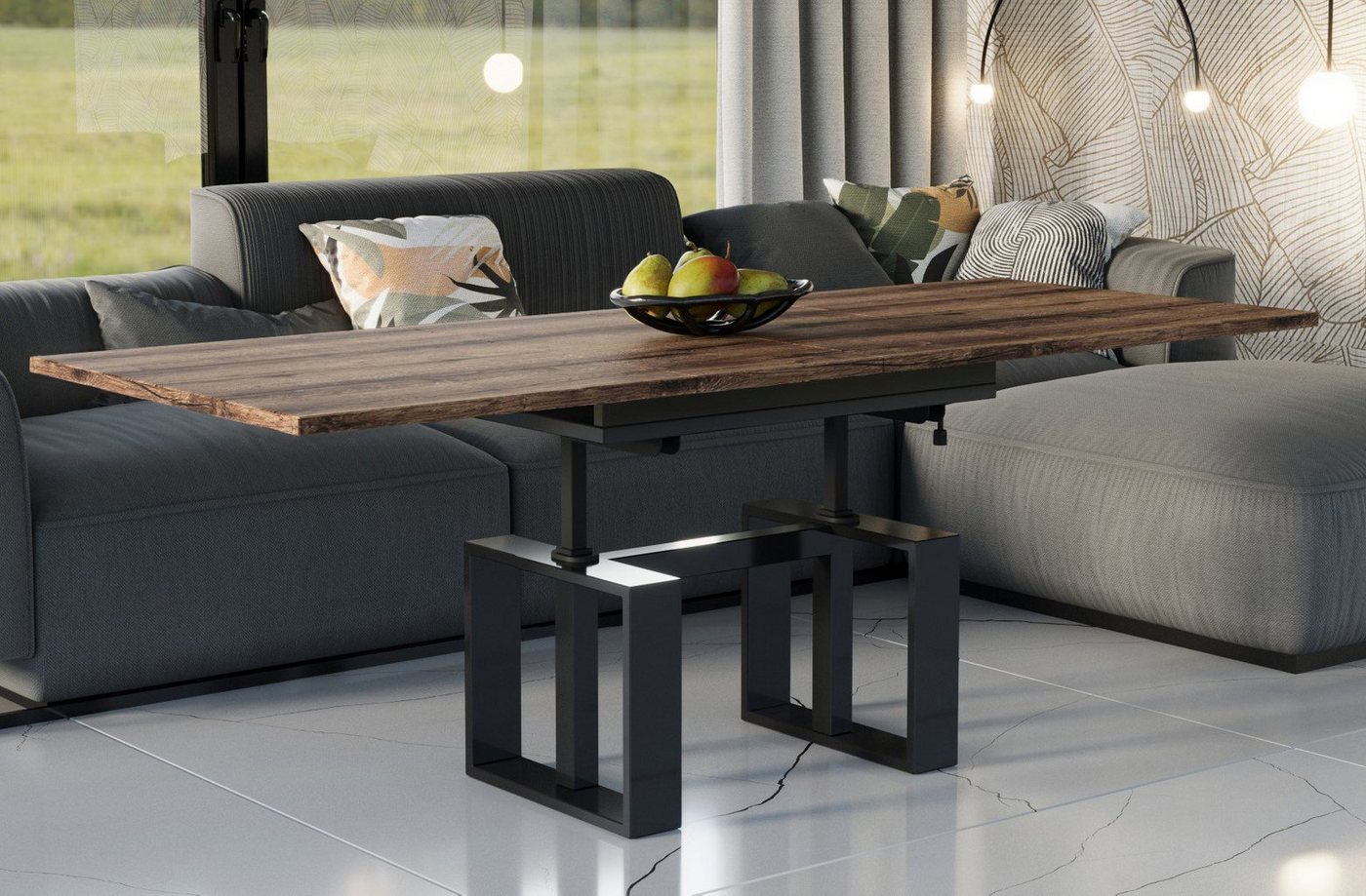 Endo-Moebel Couchtisch Empoli - ausziehbar 110-170cm und höhenverstellbar Doppellift Metall, Couch- & Esstisch, Funktionstisch, modern Design, umwandelbar von Endo-Moebel