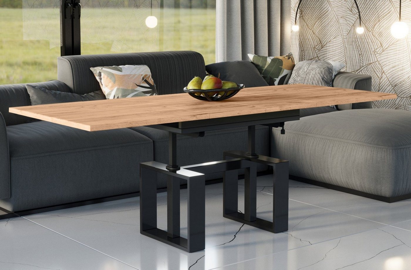 Endo-Moebel Couchtisch Empoli - ausziehbar 110-170cm und höhenverstellbar Doppellift Metall, Couch- & Esstisch, Funktionstisch, modern Design, umwandelbar von Endo-Moebel