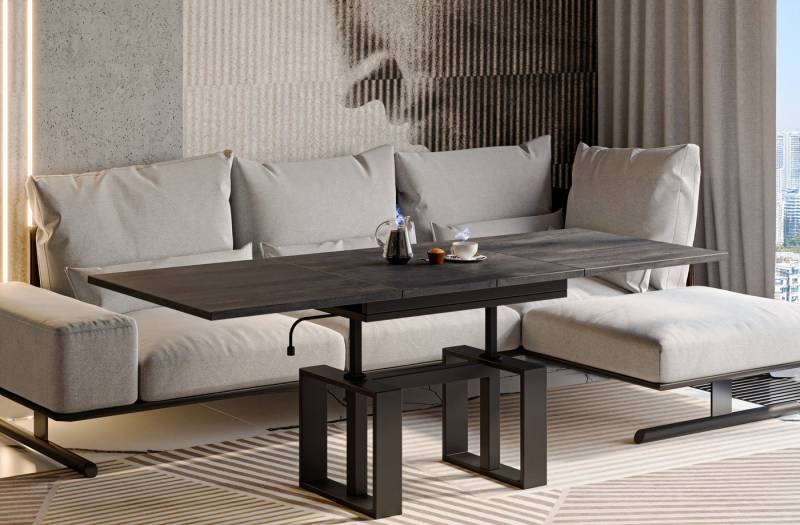 Endo-Moebel Couchtisch Empoli - ausziehbar 110-170cm und höhenverstellbar Doppellift Metall, Couch- & Esstisch, modern Design, umwandelbar, Wohnzimmertisch von Endo-Moebel