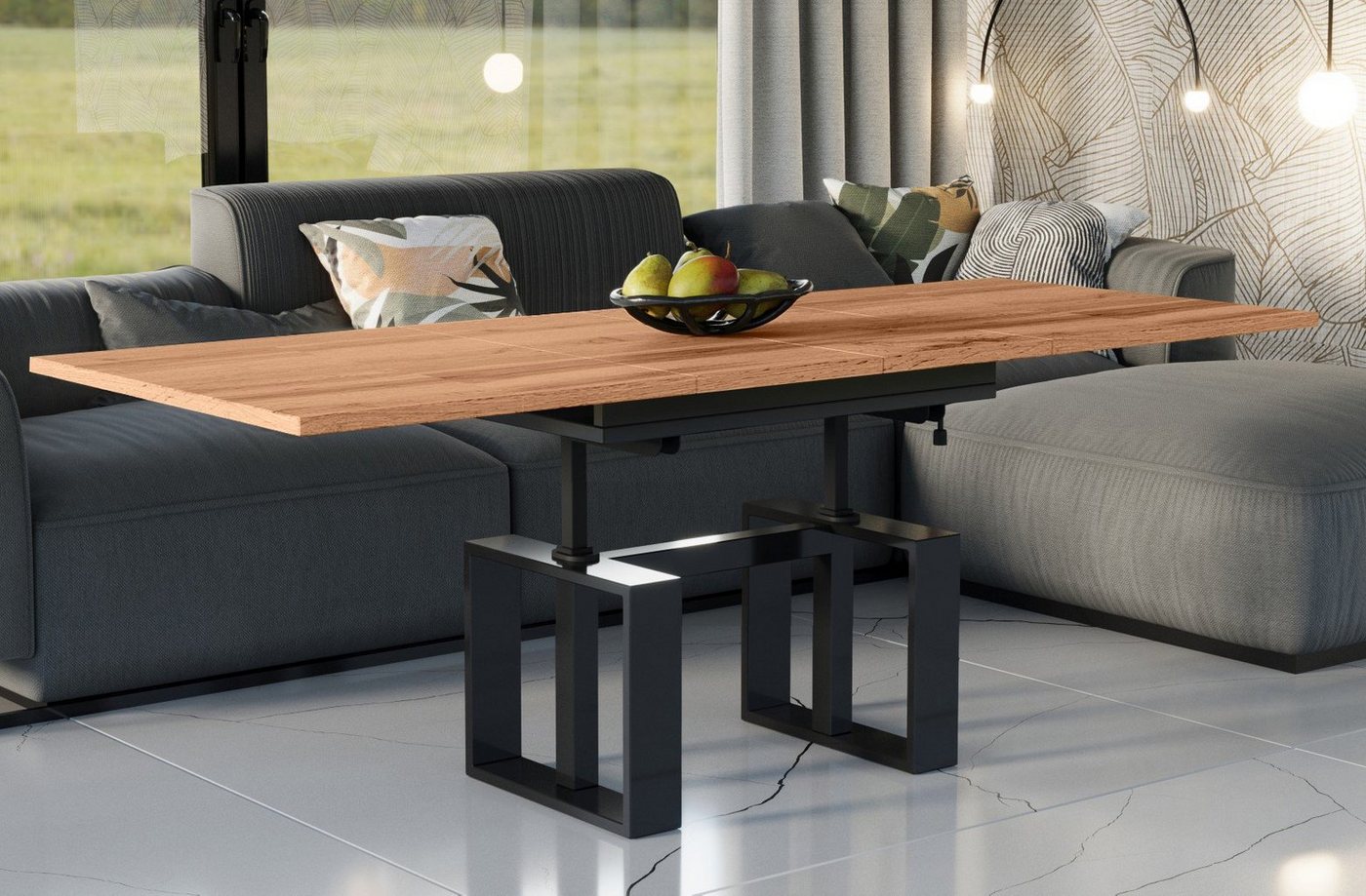 Endo-Moebel Couchtisch Empoli - ausziehbar 110-170cm und höhenverstellbar Doppellift Metall, Couch- & Esstisch, Funktionstisch, modern Design, umwandelbar von Endo-Moebel