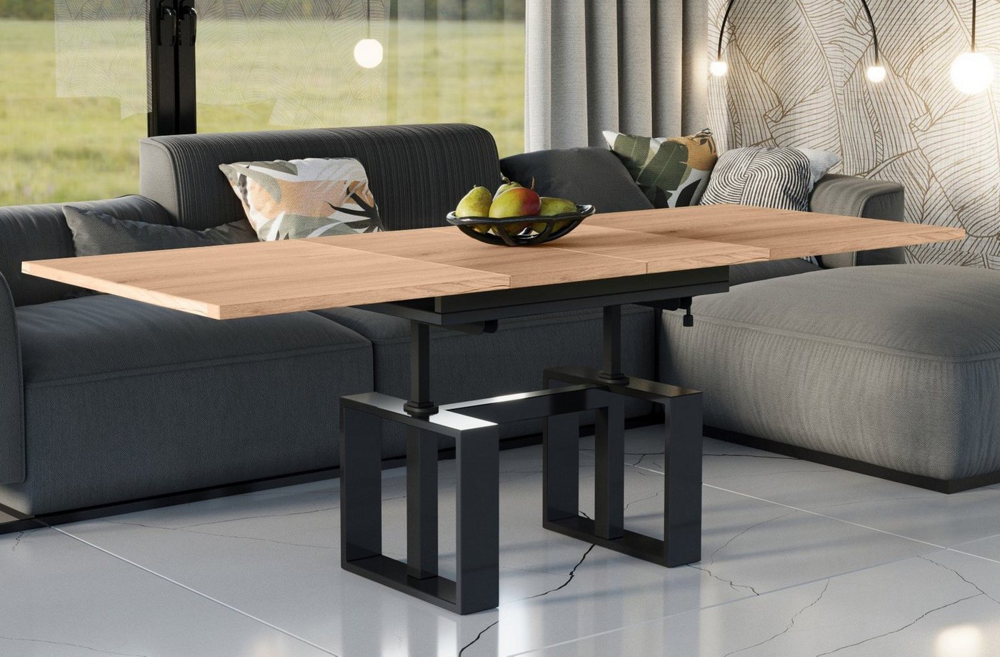 Endo-Moebel Couchtisch Empoli - ausziehbar 110-170cm und höhenverstellbar Doppellift Metall, Couch- & Esstisch, Funktionstisch, modern Design, umwandelbar von Endo-Moebel