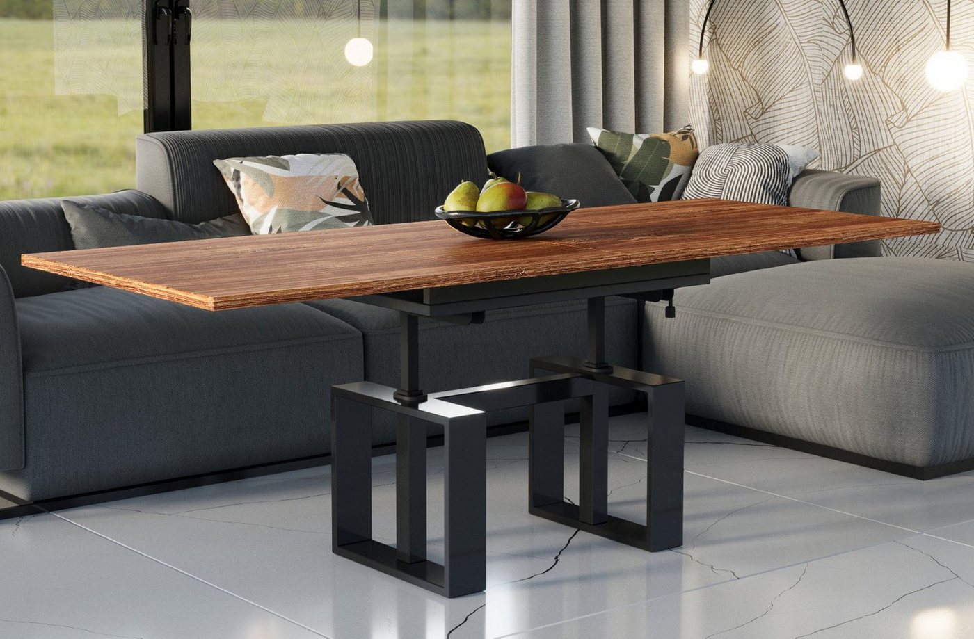 Endo-Moebel Couchtisch Empoli - ausziehbar 110-170cm und höhenverstellbar Doppellift Metall, Couch- & Esstisch, Funktionstisch, modern Design, umwandelbar von Endo-Moebel