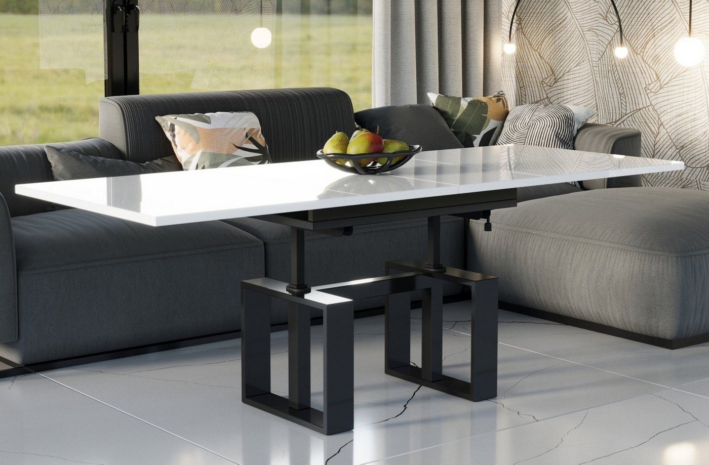 Endo-Moebel Couchtisch Empoli - ausziehbar 110-170cm und höhenverstellbar Doppellift Metall, Couch- & Esstisch, Funktionstisch, modern Design, umwandelbar von Endo-Moebel