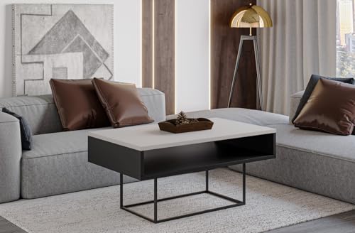 Endo-Moebel Couchtisch Enna 100/60/53 cm zweifarbig Beistelltisch Wohnzimmer Tisch (Kaschmir Beige) von Endo-Moebel