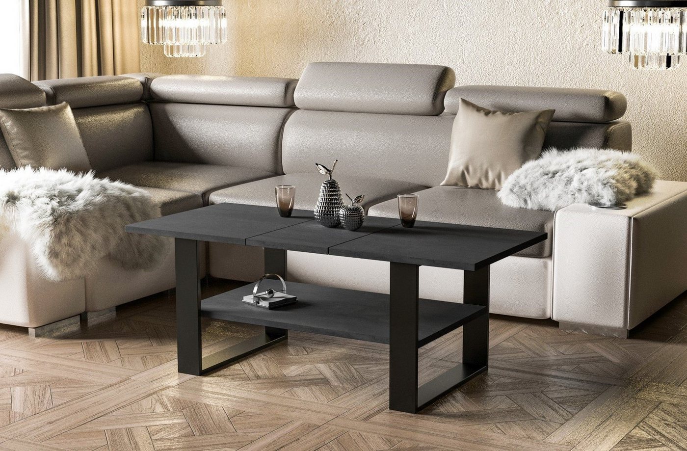 Endo-Moebel Couchtisch Inga 110/65/53 cm Wohnzimmertisch Metallkufen schwarz von Endo-Moebel