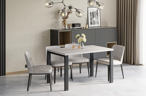 Endo-Moebel Design Esstisch Garant 130cm - 265 Metall erweiterbar Metallgestell Küchentisch ausziehbar (Kaschmir) von Endo-Moebel