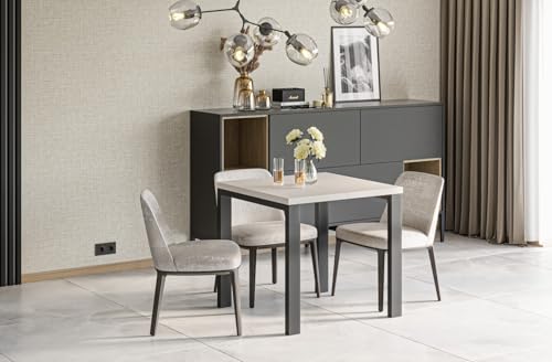 Endo-Moebel Design Esstisch Garant 80cm - 170 Metall erweiterbar Metallgestell Küchentisch ausziehbar (Kaschmir) von Endo-Moebel