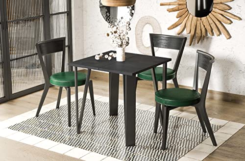 Endo-Moebel Esstisch Adeo 80 cm bis 170 cm erweiterbar Küchentisch extravagant Schwarze Metallbeine (Beton Dunkel) von Endo-Moebel