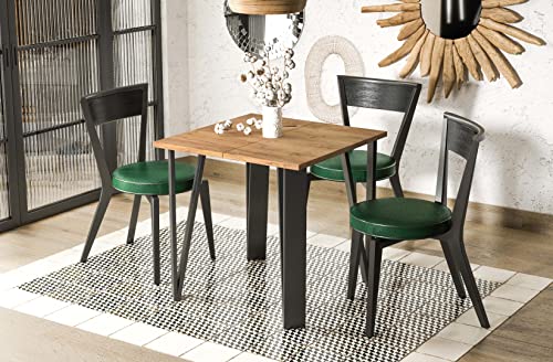 Endo-Moebel Esstisch Adeo 80 cm bis 170 cm erweiterbar Küchentisch extravagant Schwarze Metallbeine (Craft Eiche) von Endo-Moebel
