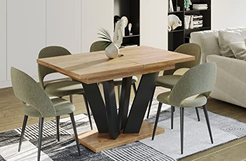 Endo-Moebel Esstisch Alex 130cm auf 210cm erweiterbar Säulen-Tisch Küchentisch ELEGANT (Craft Eiche) von Endo-Moebel
