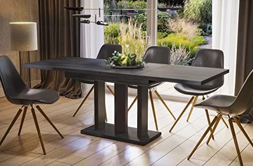 Endo-Moebel Esstisch Appia 130cm - 210cm erweiterbar ausziehbar Säulentisch Küchentisch | Tischbeine Matt (Beton dunkel) von Endo-Moebel