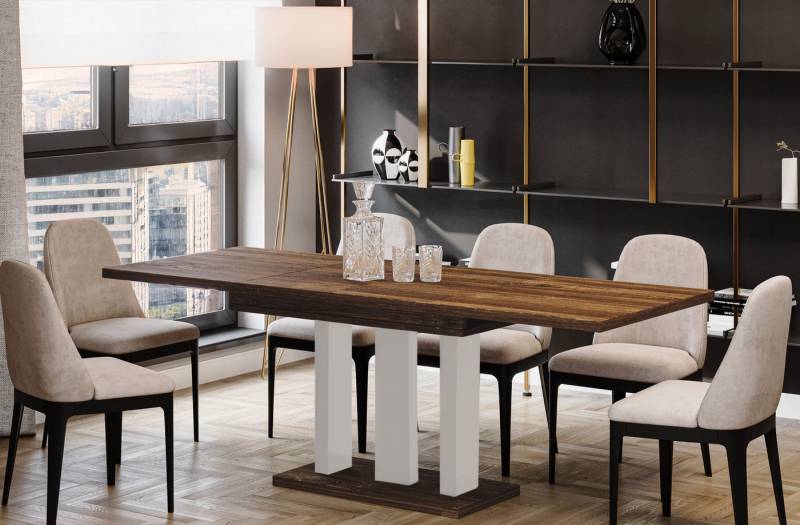 Endo-Moebel Esstisch "Appia Kaschmir Beine" 130-210cm ausziehbar erweiterbar, Für bis zu 8 Personen, Kaschmir Beige Tischbeine von Endo-Moebel