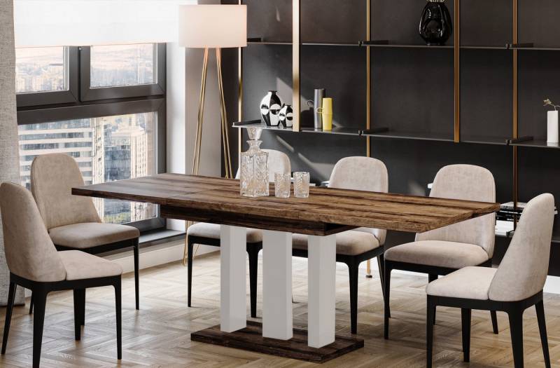 Endo-Moebel Esstisch "Appia Kaschmir Beine" 130-210cm ausziehbar erweiterbar, Für bis zu 8 Personen, Kaschmir Beige Tischbeine von Endo-Moebel