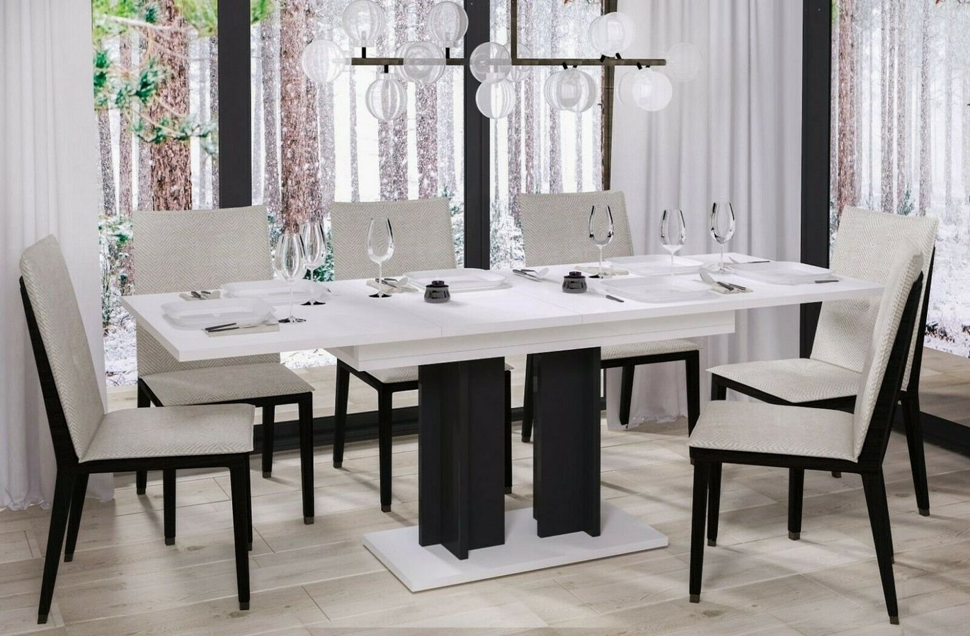 Endo-Moebel Esstisch Aurora 130cm - 210cm erweiterbar ausziehbar Säulentisch Küchentisch von Endo-Moebel
