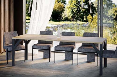 Endo-Moebel Esstisch Baltika 130cm - 185cm erweiterbar ausziehbar Küchentisch Metallgestell schwarz modern (Eiche Evoke) von Endo-Moebel