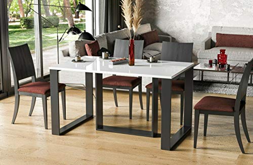 Endo-Moebel Esstisch Borys 130cm - 250cm erweiterbar ausziehbar Säulentisch Küchentisch | Borys 250 (Weiß Hochglanz) von Endo-Moebel