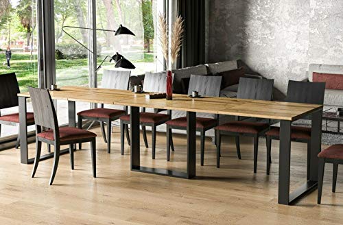 Endo-Moebel Esstisch Borys 130cm - 310cm erweiterbar 90/76 ausziehbar Säulentisch Küchentisch | Borys Bis (Wotan Eiche) von Endo-Moebel