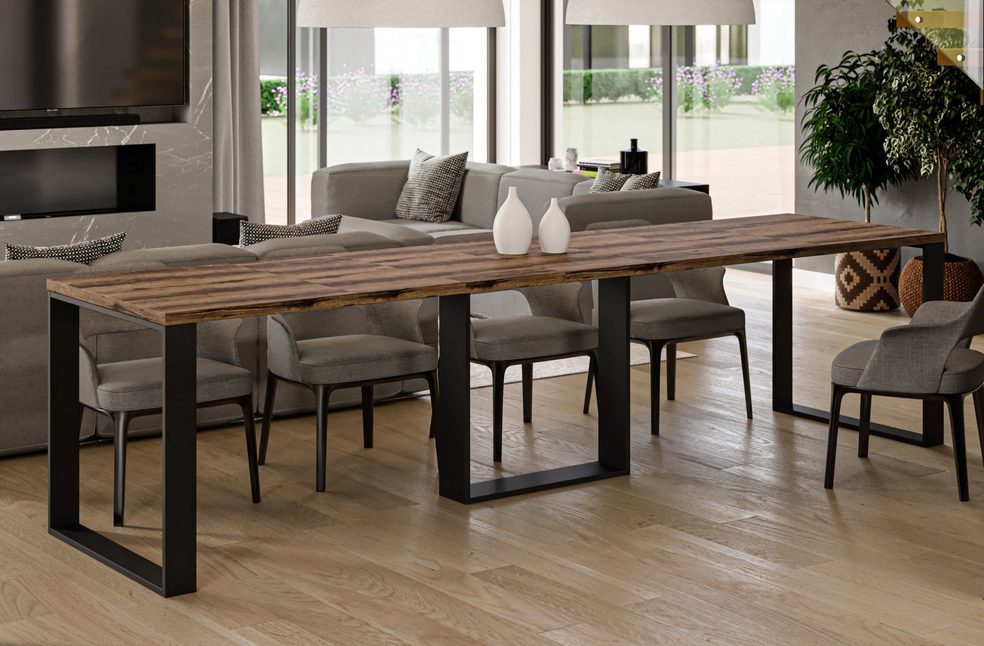 Endo-Moebel Esstisch "Borys Max" 130-330cm x 85cm ausziehbar erweiterbar Kulissentisch, Kufengestell, stabil, extra lang und groß, 40cm Erweiterungsplatten Endo-Moebel Esstisch "Borys Max" 130-330cm x 85cm ausziehbar erweiterbar Kulissentisch, Kufengestell, stabil, extra lang und groß, 40cm Erweiterungsplatten von Endo-Moebel