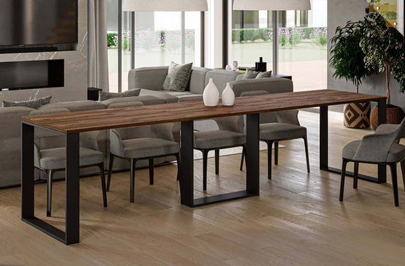 Endo-Moebel Esstisch "Borys Max" 130-330cm x 85cm ausziehbar erweiterbar Kulissentisch, Kufengestell, stabil, extra lang und groß, 40cm Erweiterungsplatten von Endo-Moebel