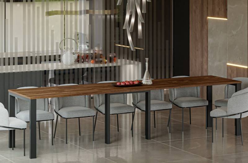 Endo-Moebel Esstisch Esstisch Vast 130 / 330cm XXL Design Metallgestell ausziehbar, erweiterbar Kulissentisch Metallgestell Küchentisch von Endo-Moebel