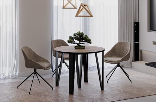 Endo-Moebel Esstisch Jasmin – ausziehbar 100–312 cm – runder Esstisch mit 4 Erweiterungsplatten (Eiche Craft) von Endo-Moebel