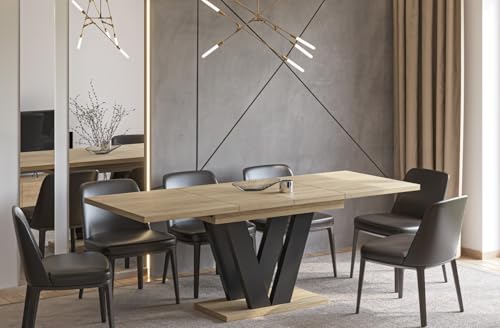 Endo-Moebel Esstisch Lara 130 cm auf 210 cm erweiterbar Säulen-Tisch Küchentisch ausziehbar (Eiche Cremona) von Endo-Moebel