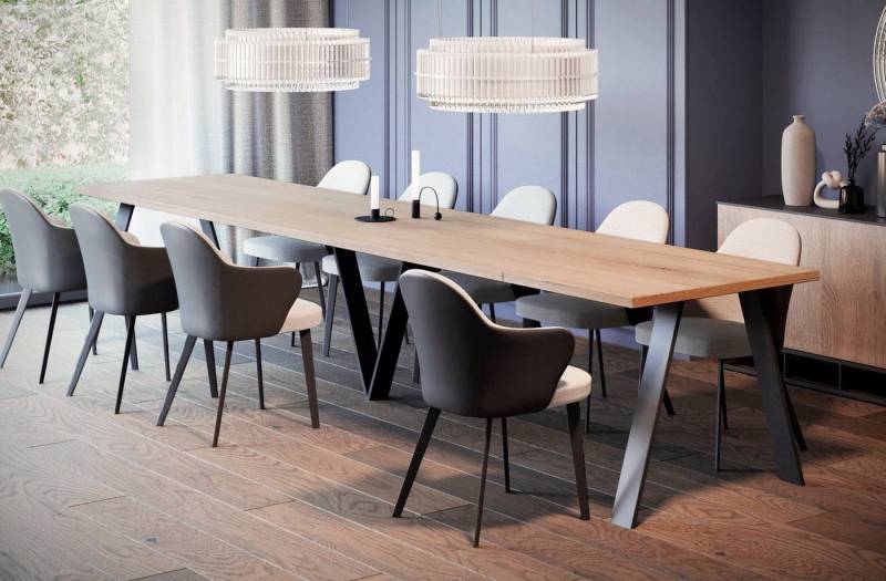 Endo-Moebel Esstisch Lungo XXL 130-405 cm, Metallgestell, ausziehbar, erweiterbar, riesiger Kulissentisch, 4m, extra lang und groß, stabil von Endo-Moebel