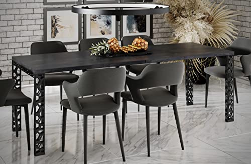 Endo-Moebel Esstisch Matio 130cm - 220cm erweiterbar Metallgestell schwarz Küchentisch (Beton Dunkel) von Endo-Moebel