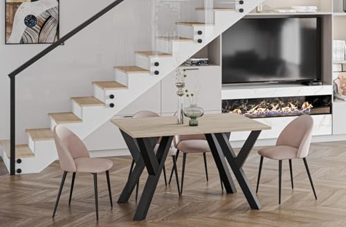 Endo-Moebel Esstisch Pier 130cm - 210cm erweiterbar | Moderner Küchentisch mit stabilem Metallgestell | Rechteckiger Esszimmertisch für Küche oder Esszimmer (Eiche Cremona) von Endo-Moebel