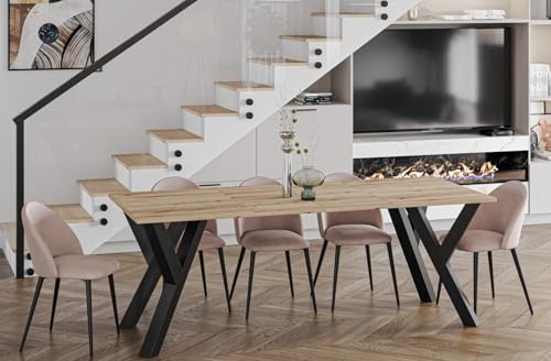 Endo-Moebel Esstisch Pier 130cm - 210cm erweiterbar | Moderner Küchentisch mit stabilem Metallgestell | Rechteckiger Esszimmertisch für Küche oder Esszimmer (Eiche Evoke) von Endo-Moebel