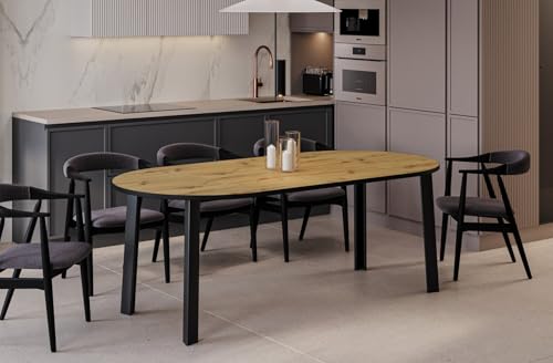 Endo-Moebel Esstisch Wenus – ausziehbar auf 206 cm – Ø 100 cm – rundes Design mit Erweiterungsfunktion (Eiche Artisan) von Endo-Moebel