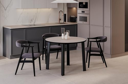 Endo-Moebel Esstisch Wenus – ausziehbar auf 206 cm – Ø 100 cm – rundes Design mit Erweiterungsfunktion (Kaschmir Beige) von Endo-Moebel