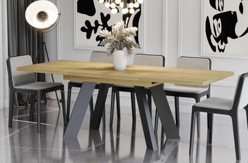 Endo-Moebel Esstisch erweiterbar Como 130cm - 210cm edler Wohnzimmertisch Synchronauszug Küchentisch (Natur Eiche) von Endo-Moebel