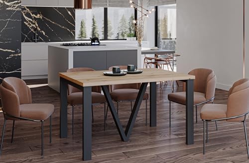 Endo-Moebel XXL Esstisch Titan 130 cm - 405 cm erweiterbar Küchentisch bis 12 Personen Matt (Eiche Evoke) von Endo-Moebel