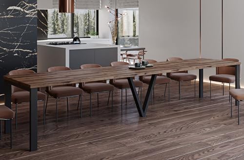 Endo-Moebel XXL Esstisch Titan 130 cm - 405 cm erweiterbar Küchentisch bis 12 Personen Matt (Monastery Eiche) von Endo-Moebel