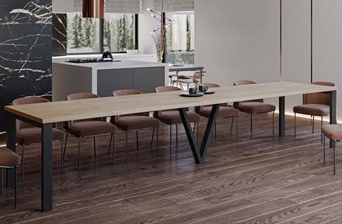 Endo-Moebel XXL Esstisch Titan 130 cm - 405 cm erweiterbar Küchentisch bis 12 Personen Matt (Natur Eiche) von Endo-Moebel